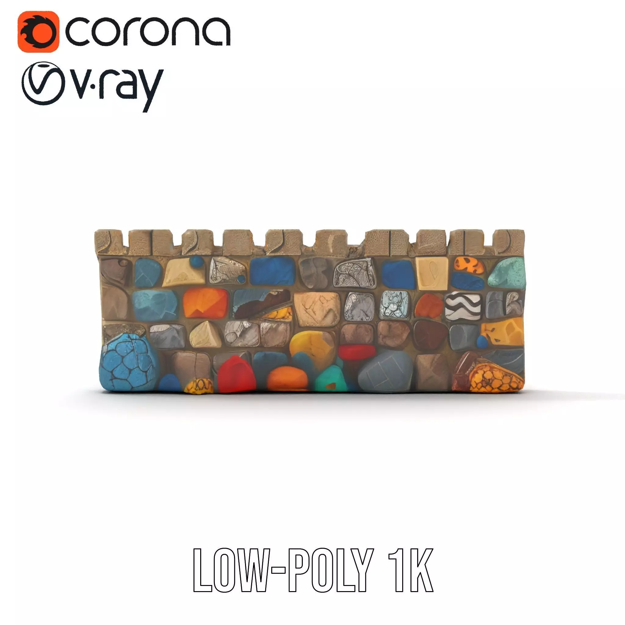 Colorful Castle Wall model pack Low-poly 3D model_30