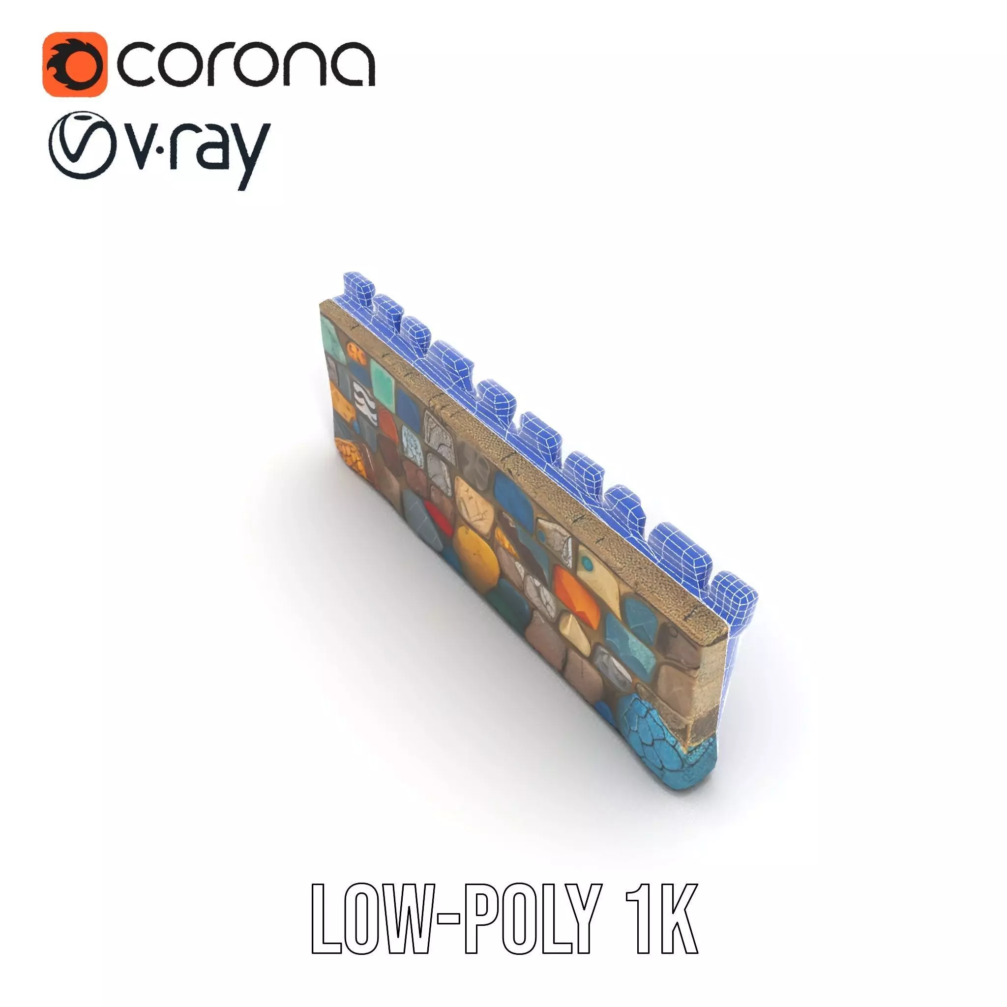 Colorful Castle Wall model pack Low-poly 3D model_9