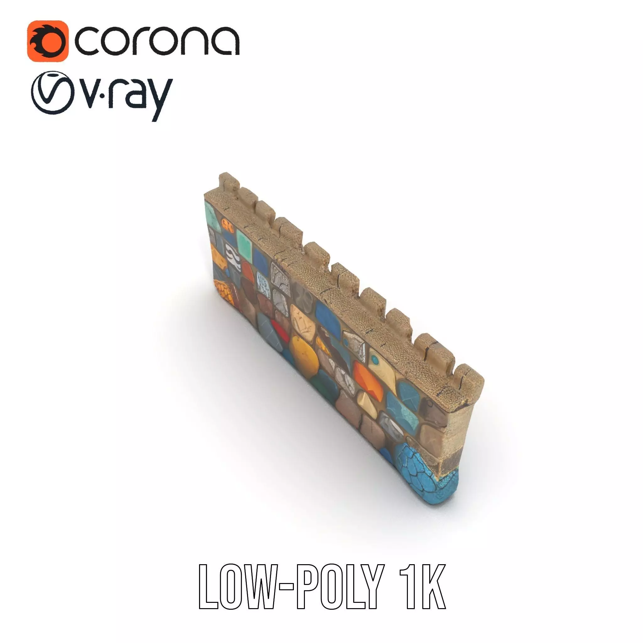 Colorful Castle Wall model pack Low-poly 3D model_12