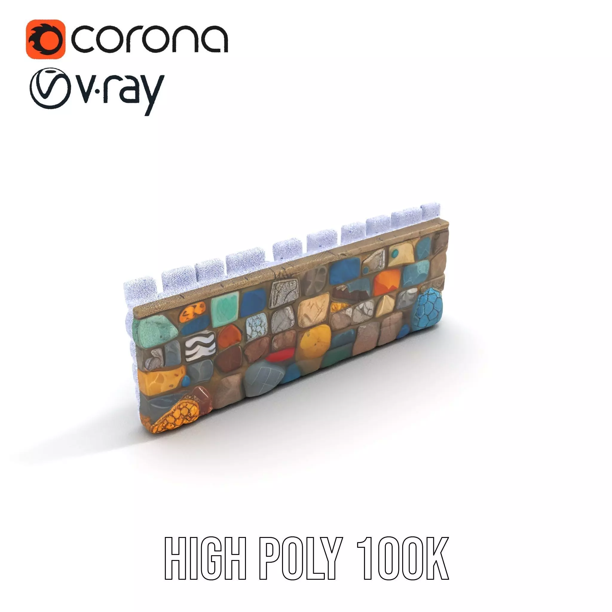 Colorful Castle Wall model pack Low-poly 3D model_32