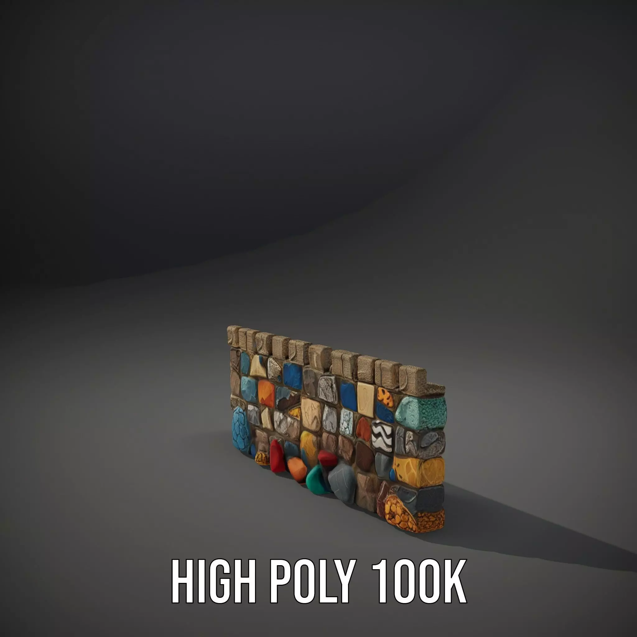 Colorful Castle Wall model pack Low-poly 3D model_10