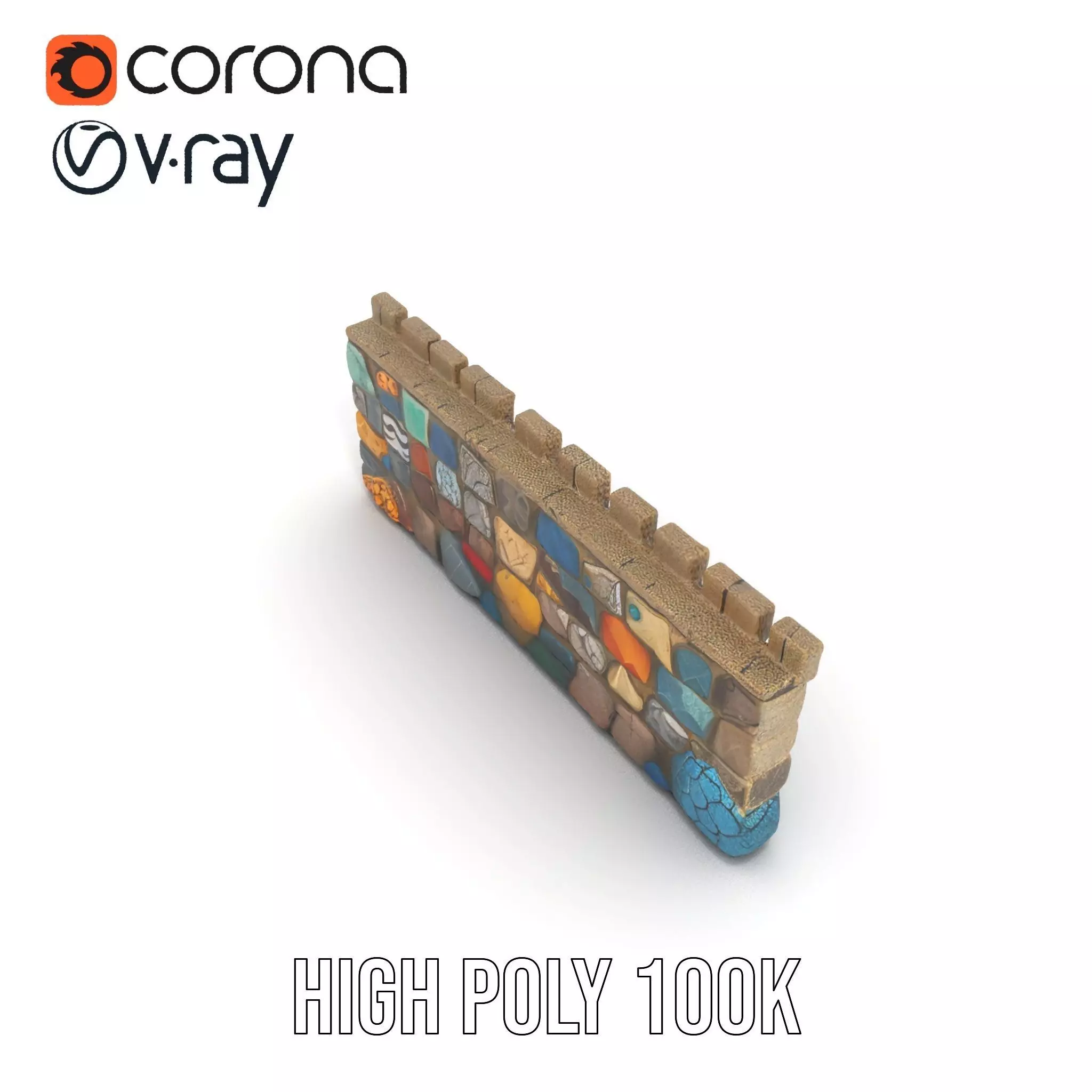 Colorful Castle Wall model pack Low-poly 3D model_19