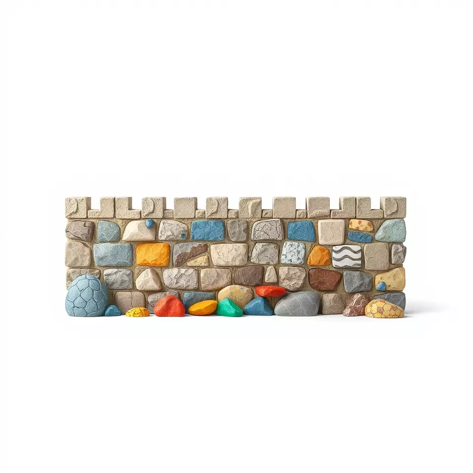 Colorful Castle Wall model pack Low-poly 3D model_2