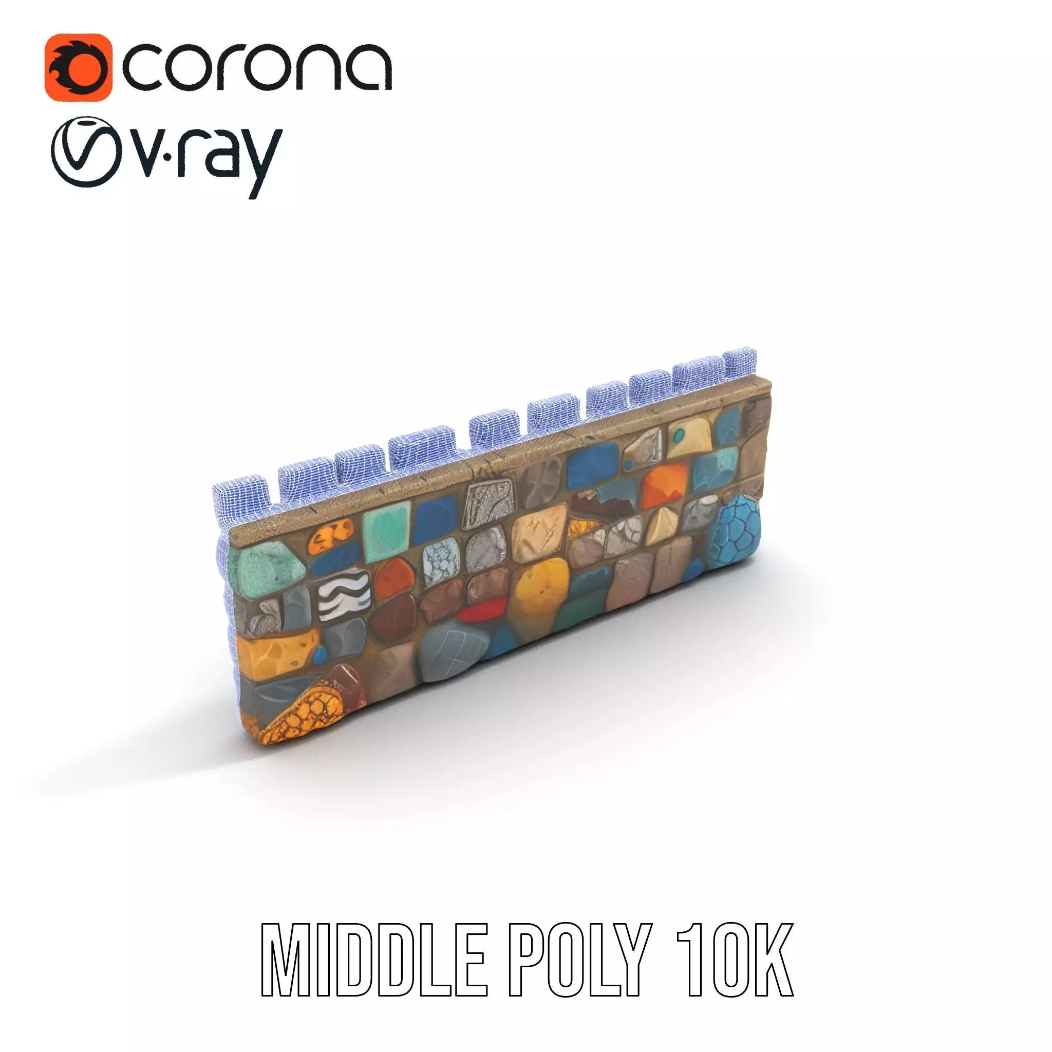 Colorful Castle Wall model pack Low-poly 3D model_15