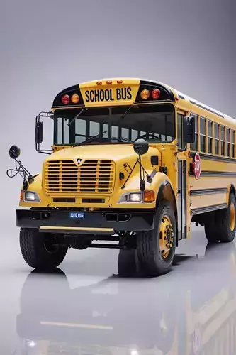 Classic American School Bus on a Neutral Background 3D model