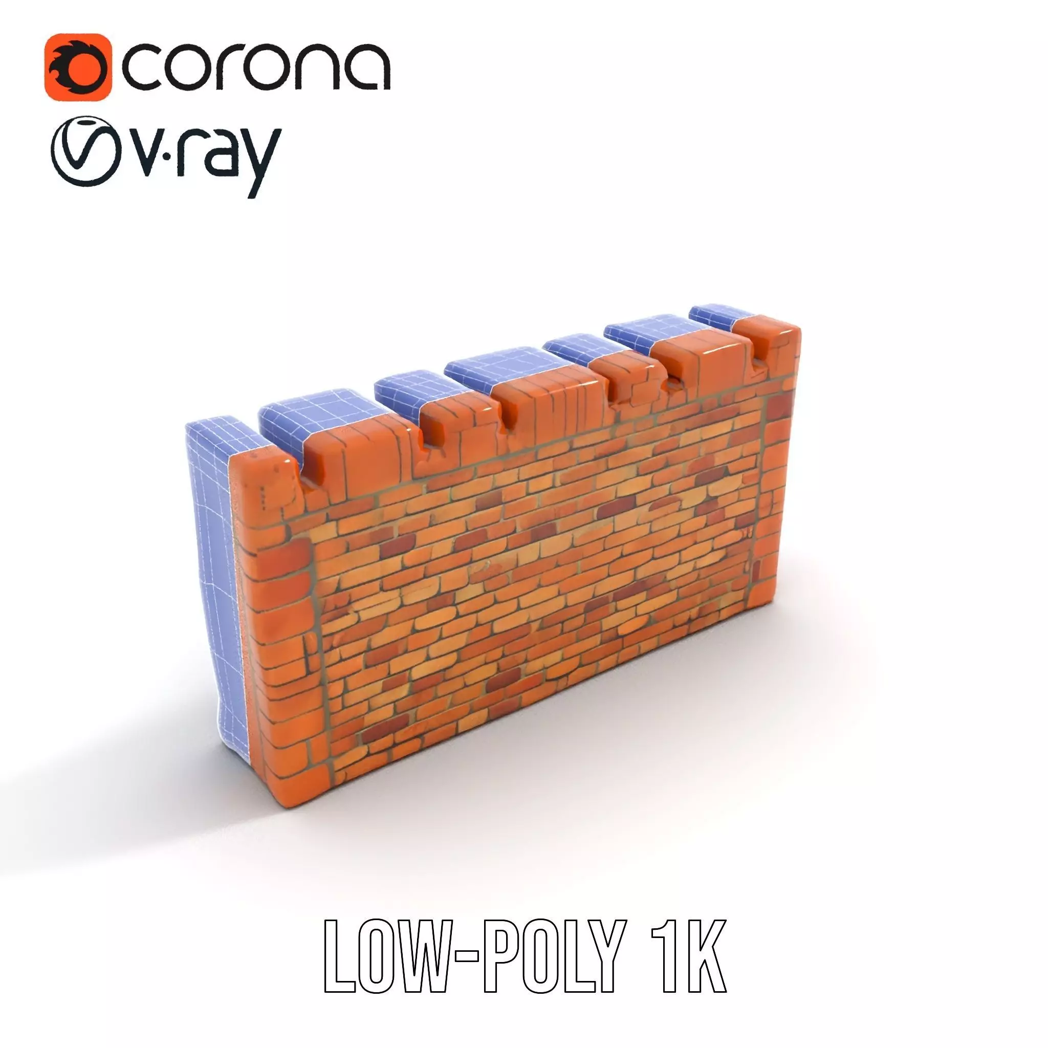 Terracotta Brick Wall model pack Low-poly 3D model_17