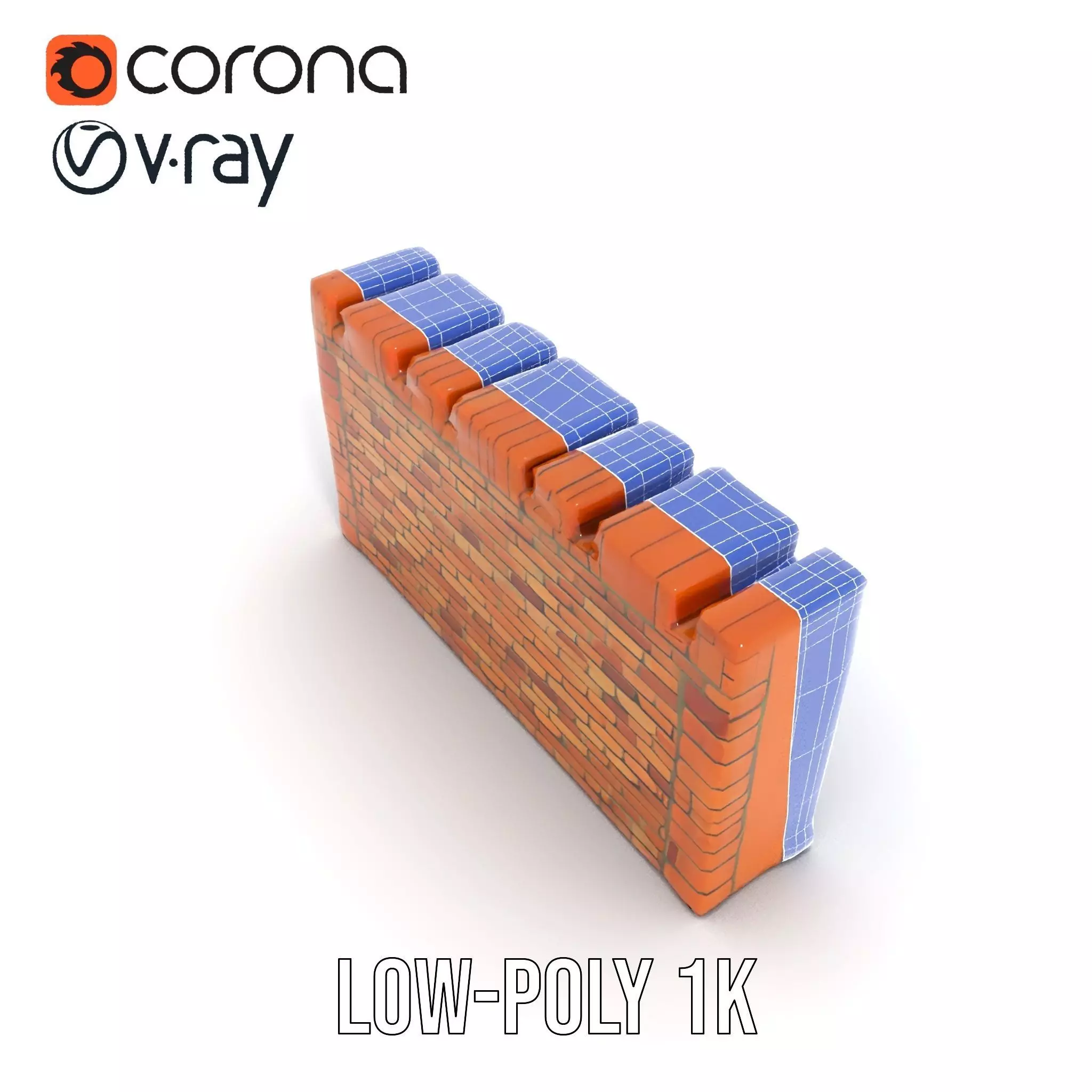 Terracotta Brick Wall model pack Low-poly 3D model_24