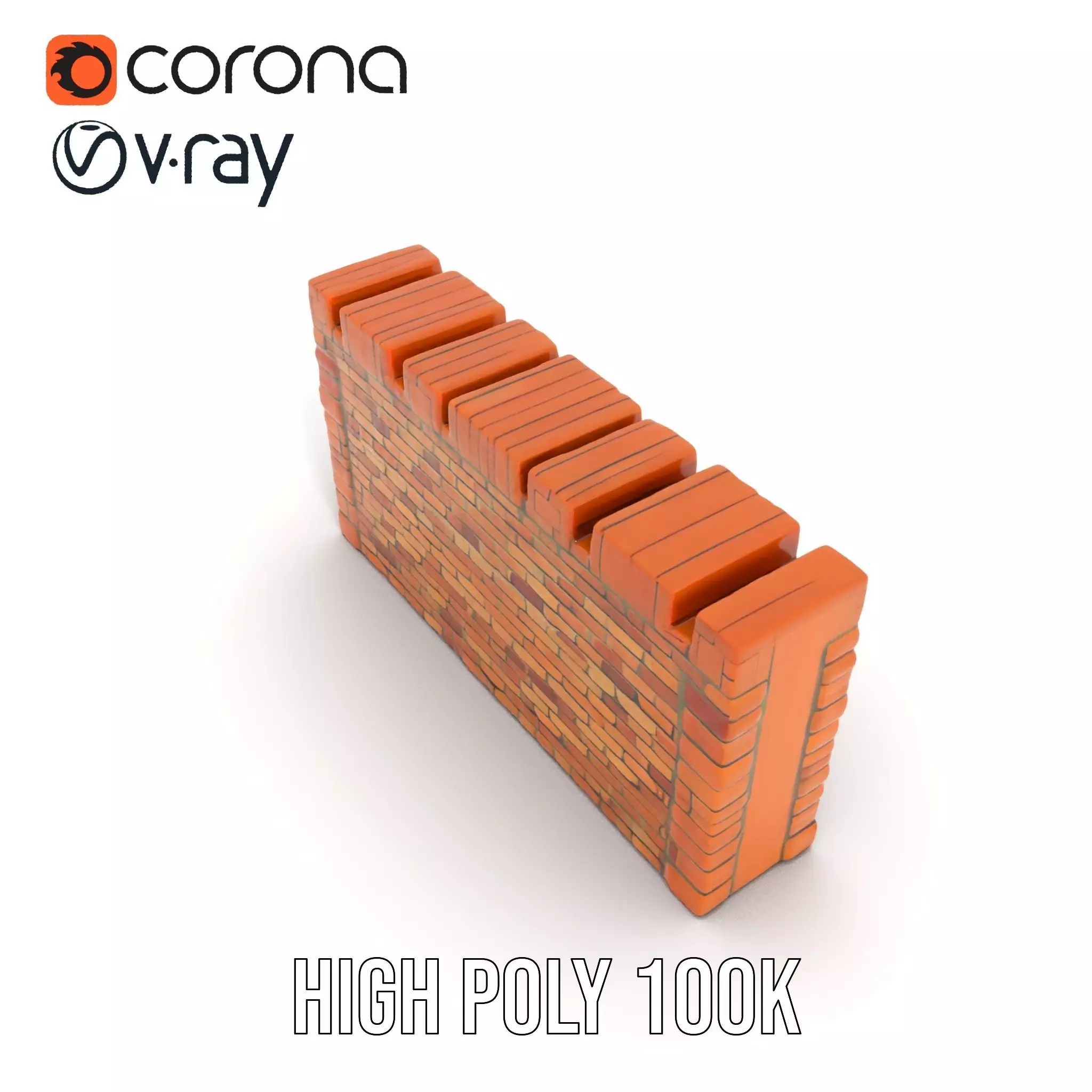 Terracotta Brick Wall model pack Low-poly 3D model_25