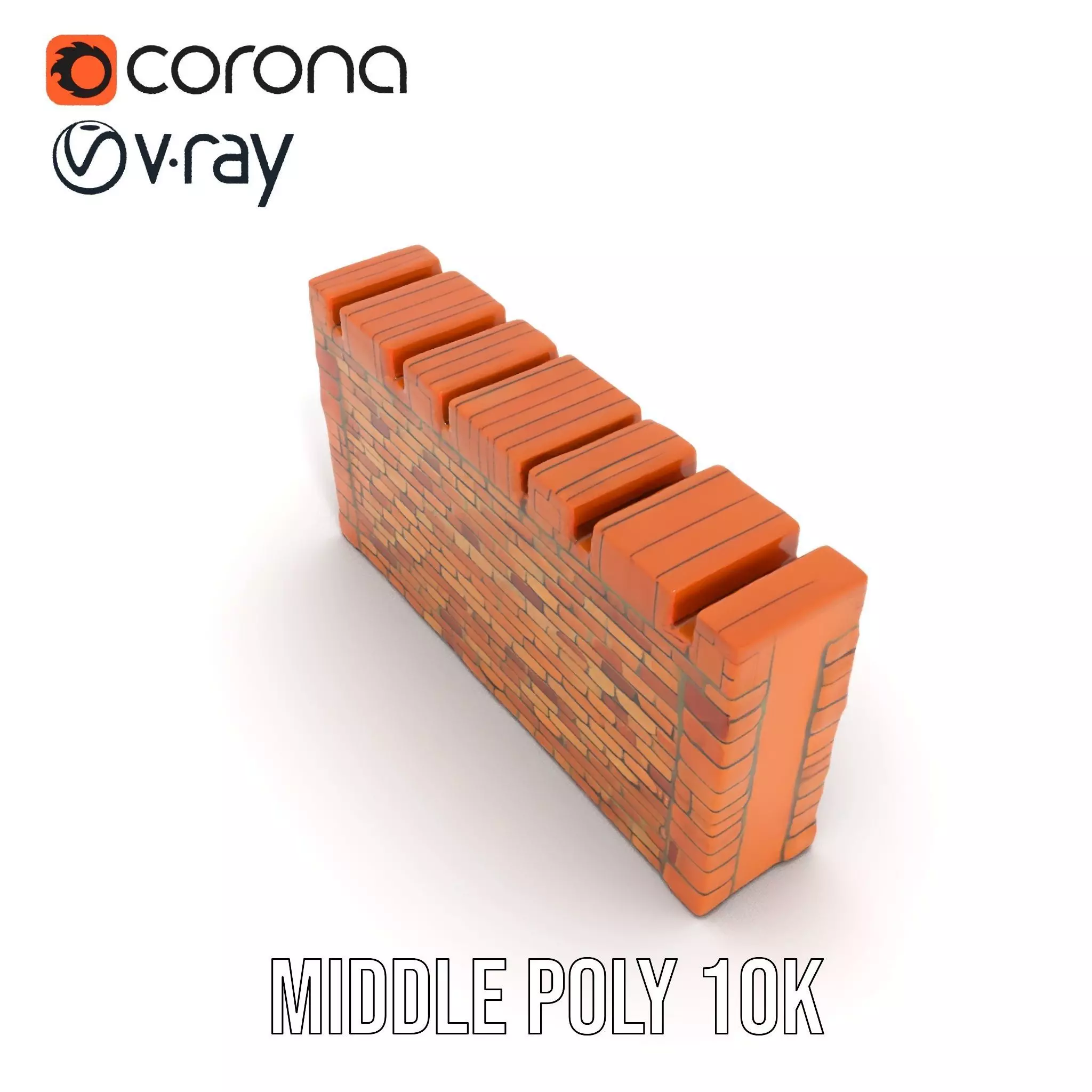 Terracotta Brick Wall model pack Low-poly 3D model_6
