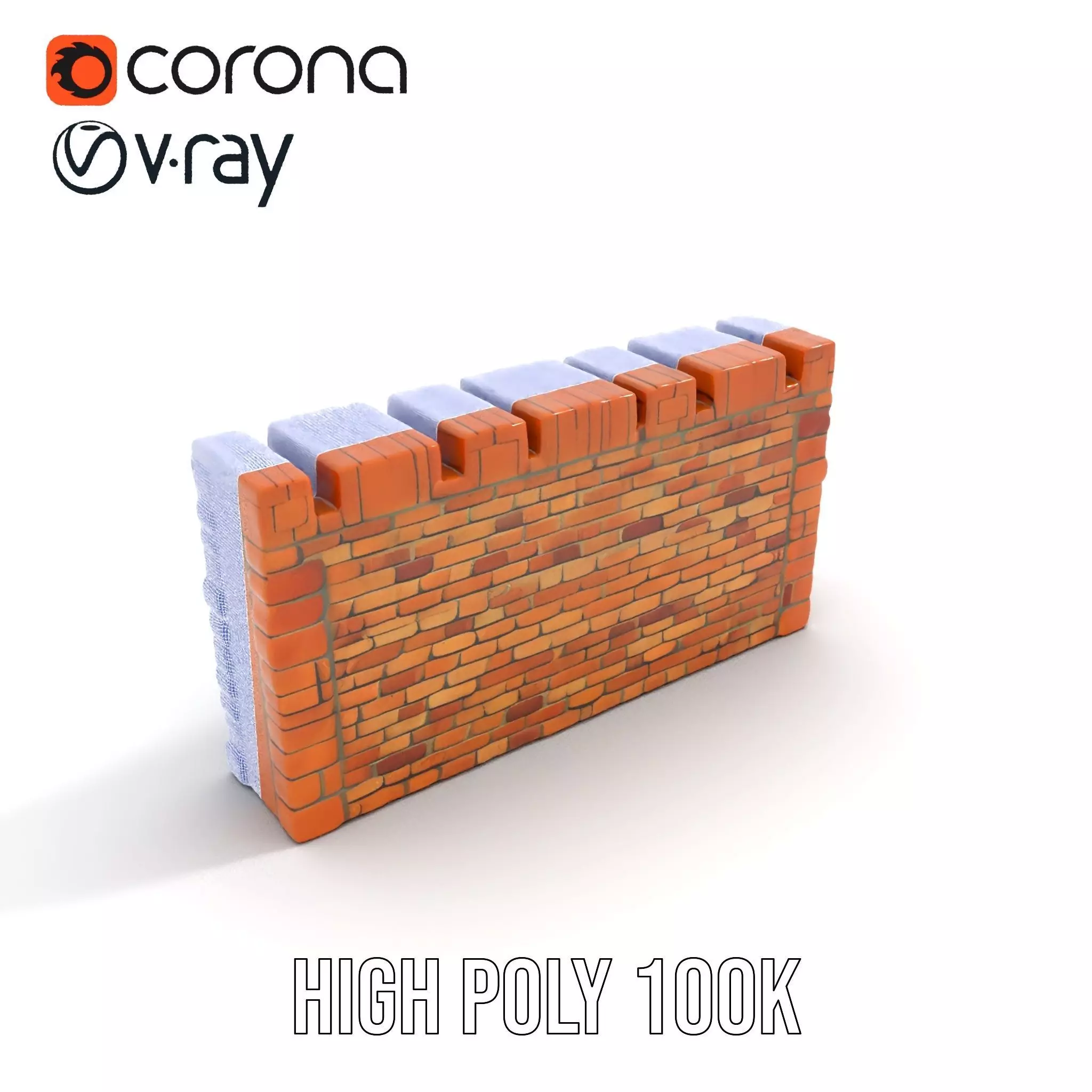 Terracotta Brick Wall model pack Low-poly 3D model_31