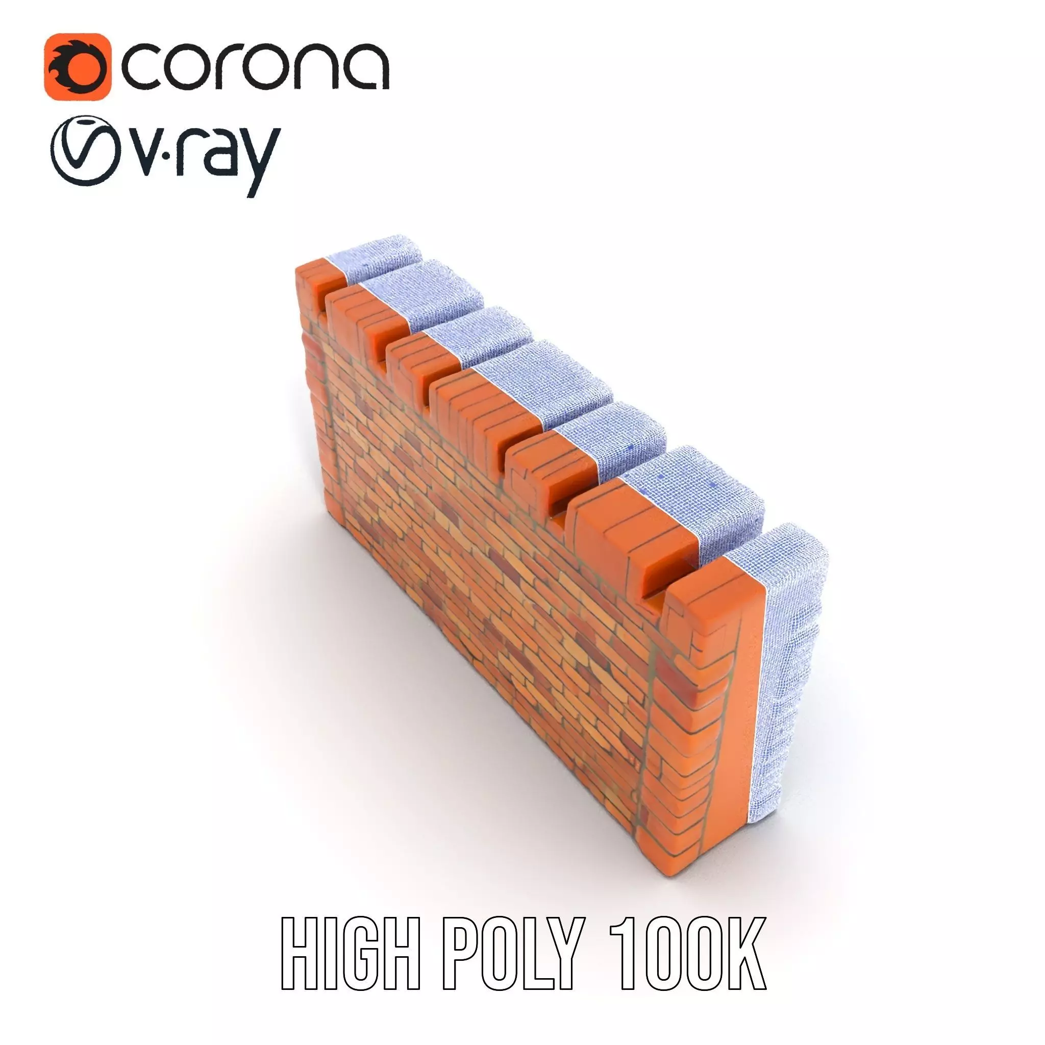 Terracotta Brick Wall model pack Low-poly 3D model_33