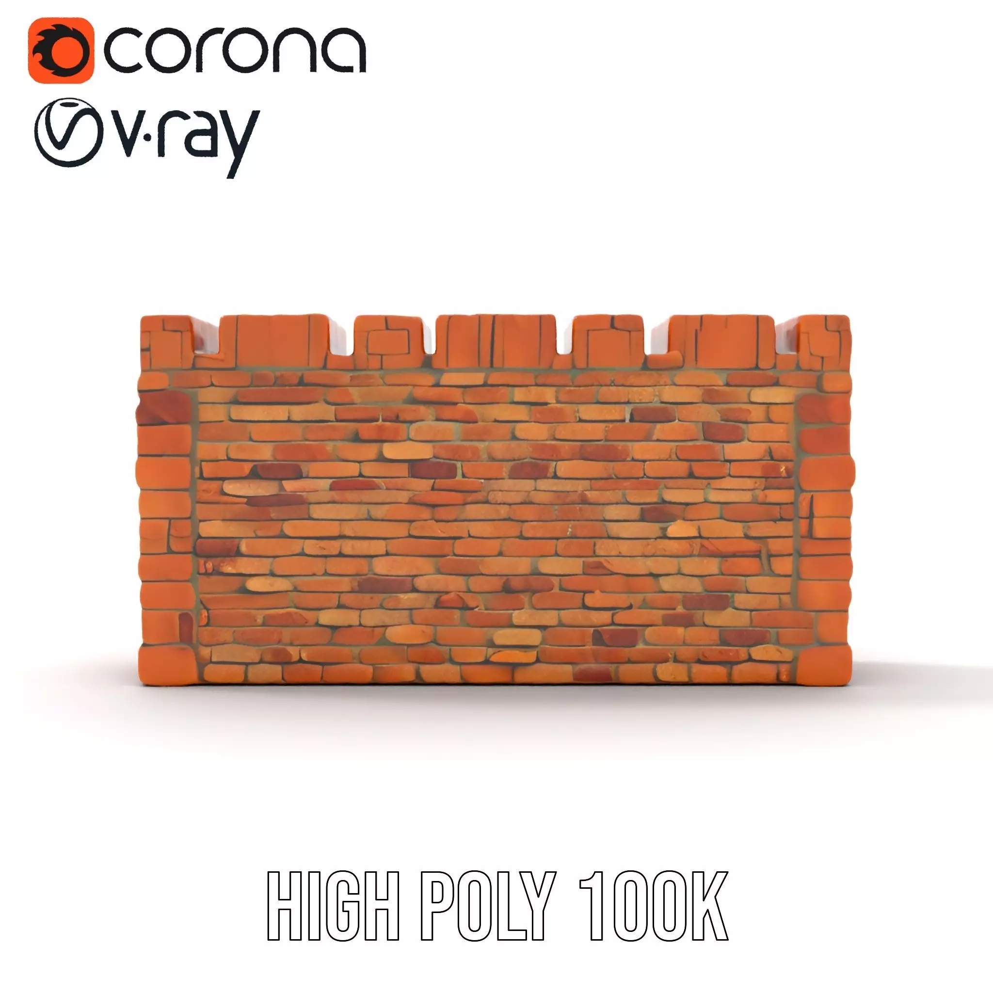 Terracotta Brick Wall model pack Low-poly 3D model_22