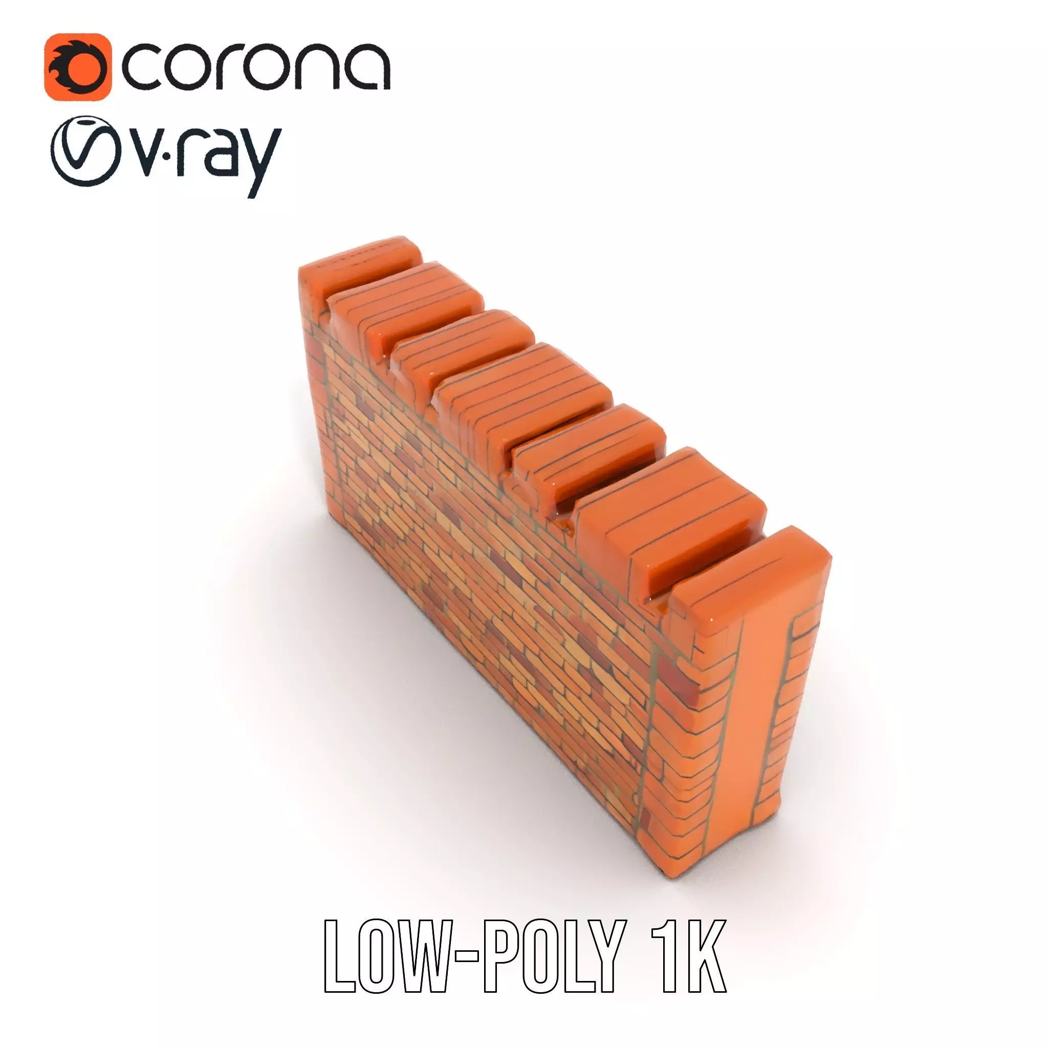 Terracotta Brick Wall model pack Low-poly 3D model_9