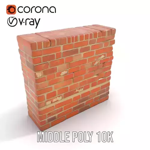 Rustic Brick Wall model pack Low-poly 3D model 5