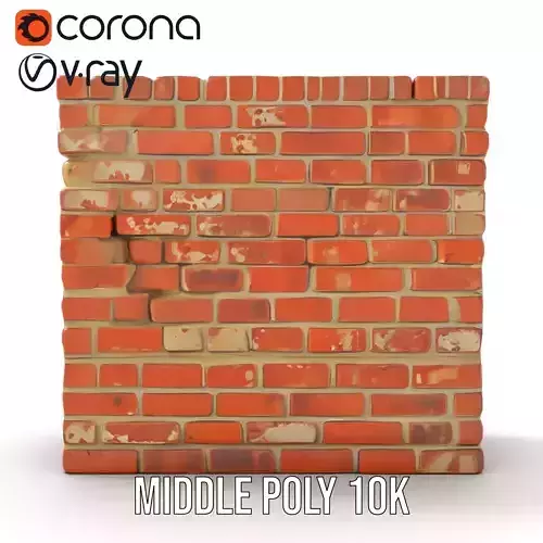 Rustic Brick Wall model pack Low-poly 3D model 6