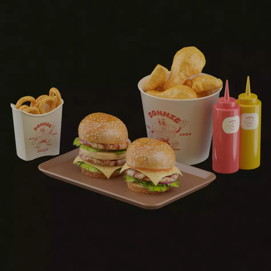 Fast Food Menu Pack 6 PBR 3D Assets Low-poly 3D model_1
