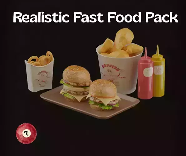 Fast Food Menu Pack  6 PBR 3D Assets