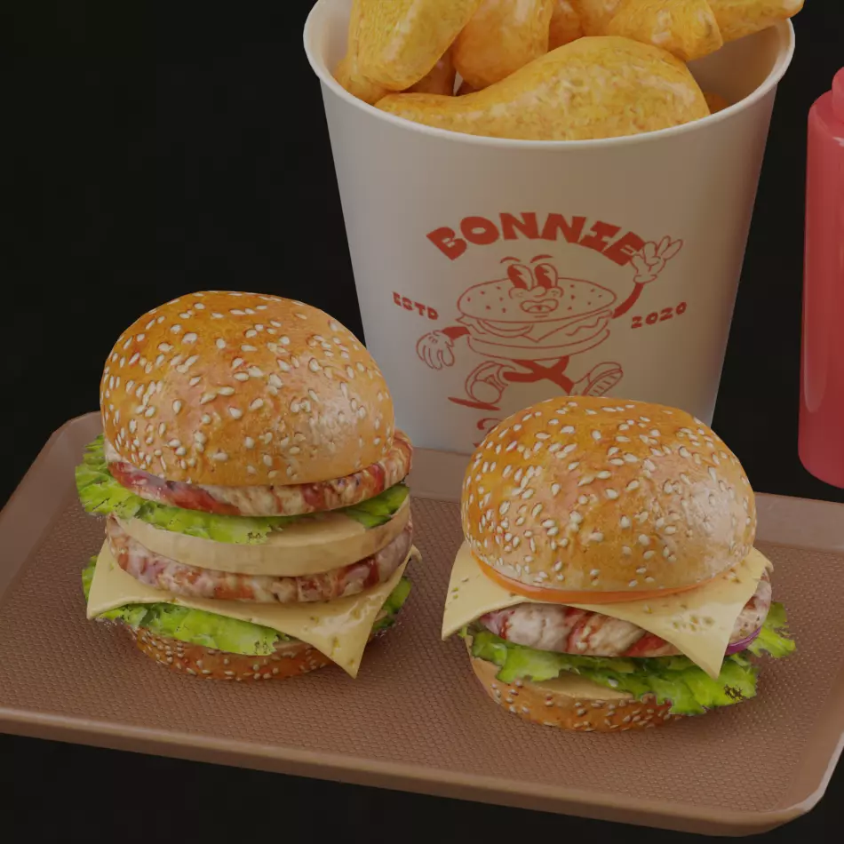 Fast Food Menu Pack 6 PBR 3D Assets Low-poly 3D model_3