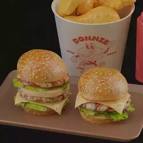 Fast Food Menu Pack  6 PBR 3D Assets Low-poly 3D model 4