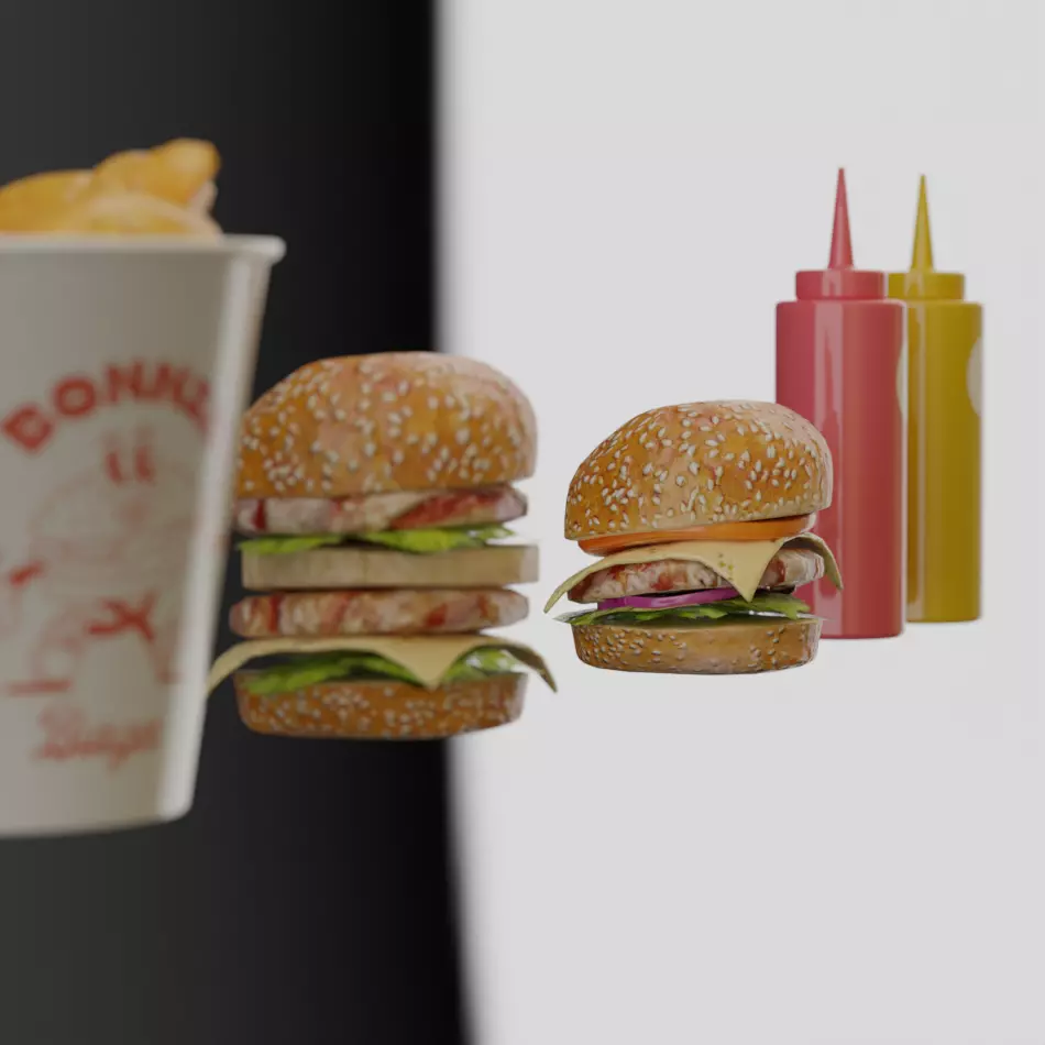 Fast Food Menu Pack 6 PBR 3D Assets Low-poly 3D model_9