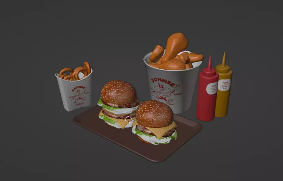 Fast Food Menu Pack 6 PBR 3D Assets Low-poly 3D model_19