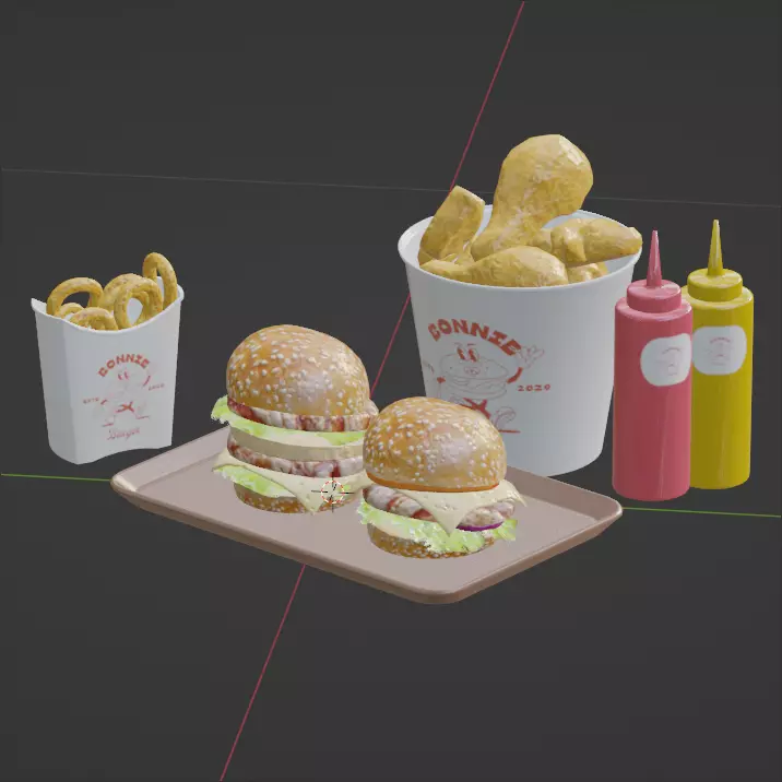 Fast Food Menu Pack 6 PBR 3D Assets Low-poly 3D model_18