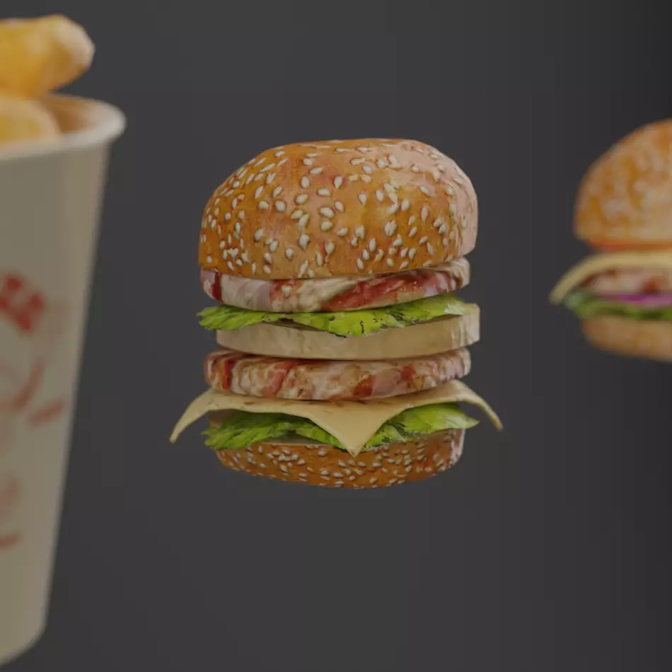 Fast Food Menu Pack 6 PBR 3D Assets Low-poly 3D model_8