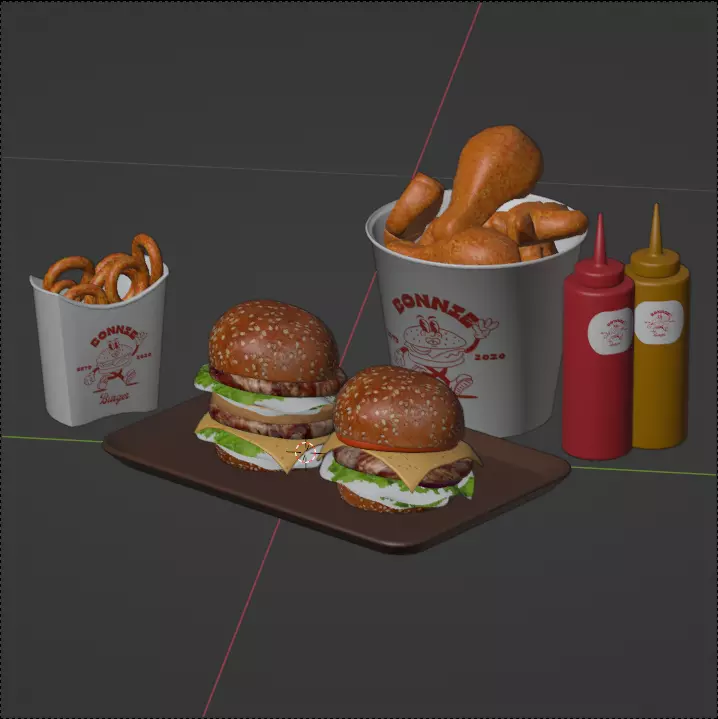 Fast Food Menu Pack 6 PBR 3D Assets Low-poly 3D model_5