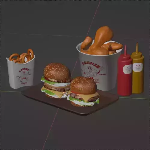 Fast Food Menu Pack  6 PBR 3D Assets Low-poly 3D model 6