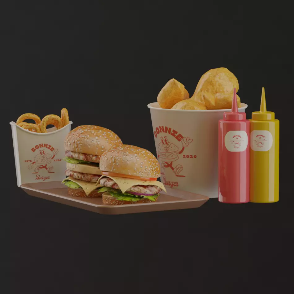 Fast Food Menu Pack 6 PBR 3D Assets Low-poly 3D model_2