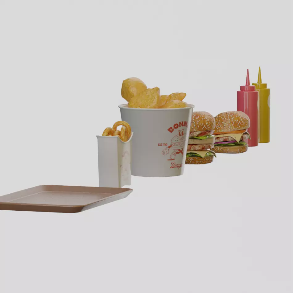 Fast Food Menu Pack 6 PBR 3D Assets Low-poly 3D model_4