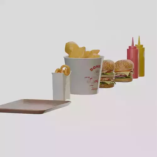 Fast Food Menu Pack  6 PBR 3D Assets Low-poly 3D model 5