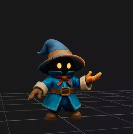 Black Mage character casting magic  3D print model_0