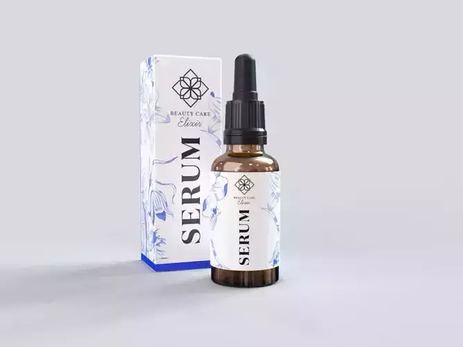 Cosmetic Dropper Bottle with Box 3D Model
