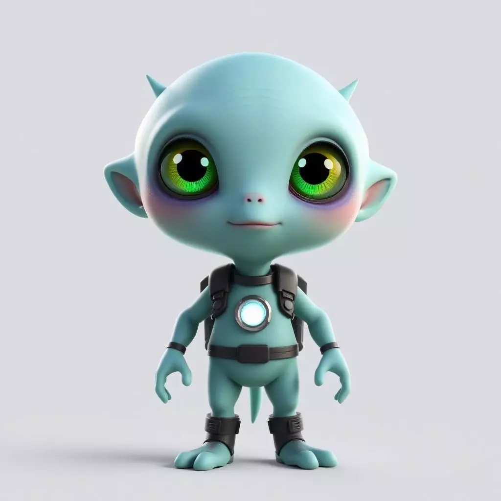  Cute Alien 3D Model Stylized Sci Fi Character for Games Low-poly 3D model_0