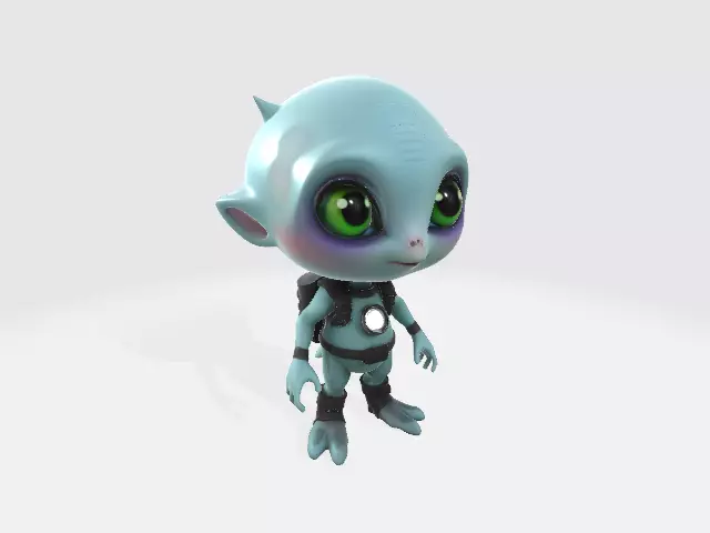  Cute Alien 3D Model Stylized Sci Fi Character for Games Low-poly 3D model_2
