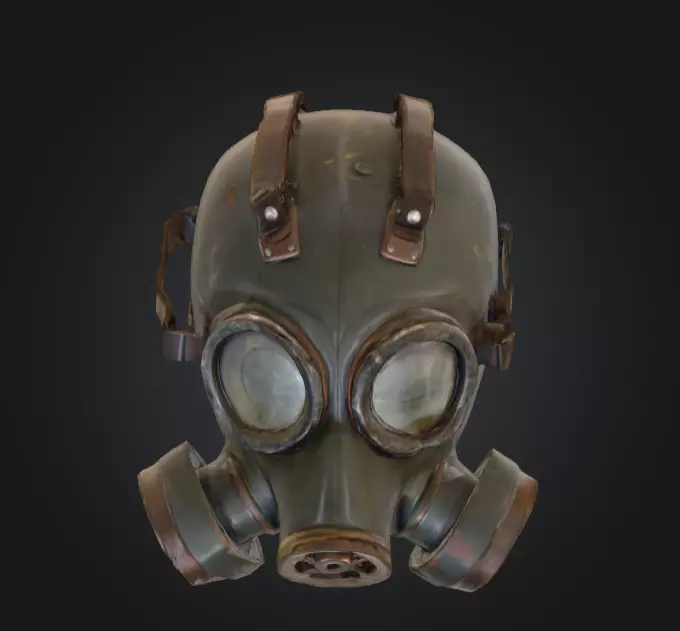 Post Apocalyptic Gas Mask Low-poly 3D model_7