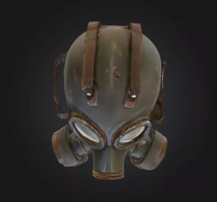 Post Apocalyptic Gas Mask Low-poly 3D model_10