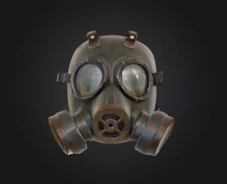Post Apocalyptic Gas Mask Low-poly 3D model_1