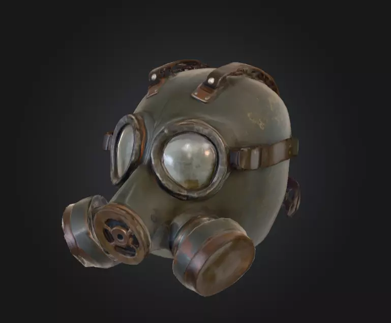 Post Apocalyptic Gas Mask Low-poly 3D model_0