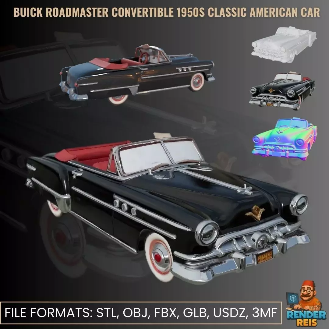Buick Roadmaster Convertible 1950s Classic American Car 3D print model_0