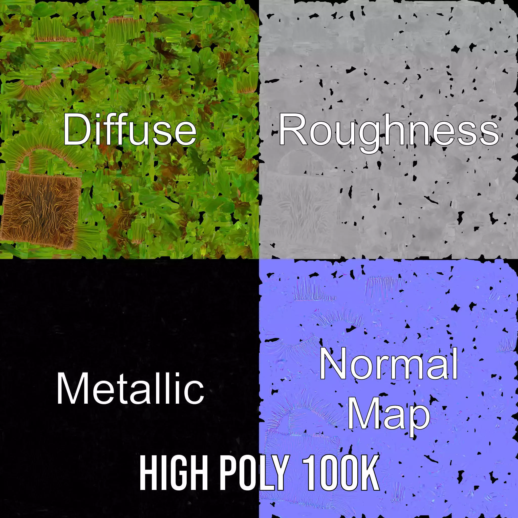 Lush Green Grass model pack Low-poly 3D model_3