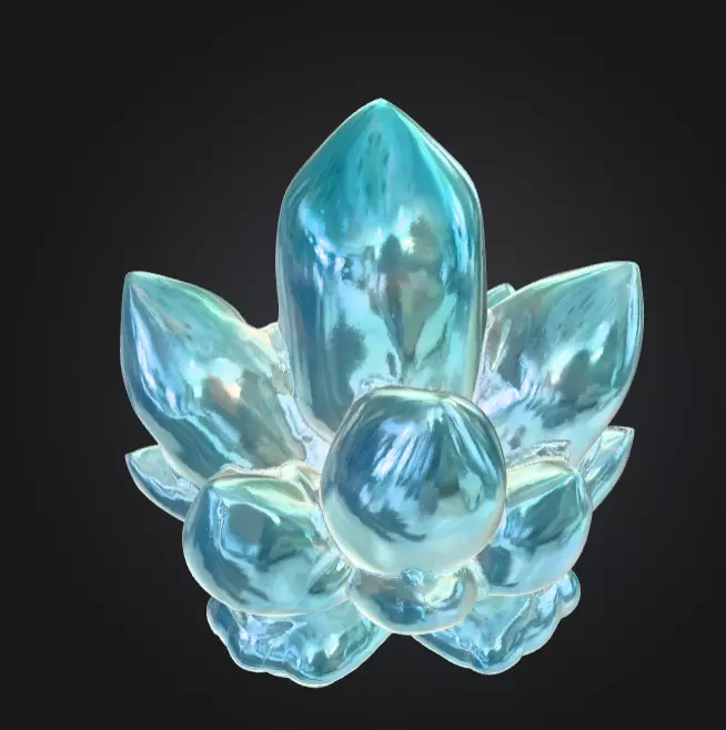 Aqua Lotus Crystal Low-poly 3D model_5