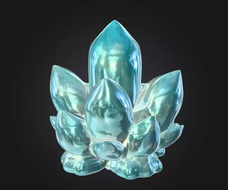 Aqua Lotus Crystal Low-poly 3D model_2