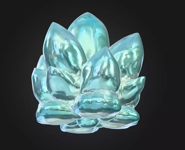 Aqua Lotus Crystal Low-poly 3D model_9