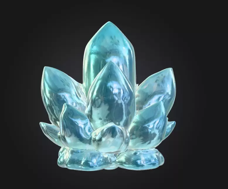 Aqua Lotus Crystal Low-poly 3D model_1