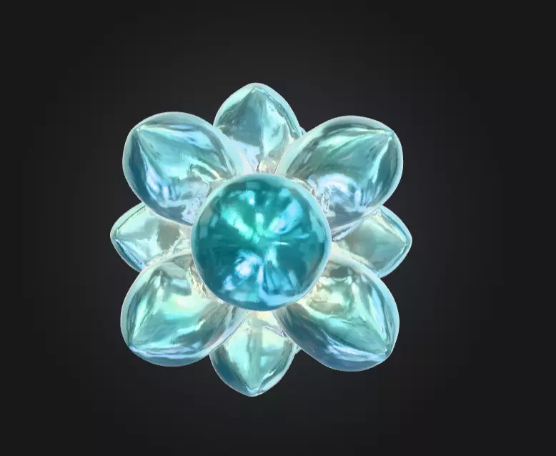 Aqua Lotus Crystal Low-poly 3D model_6
