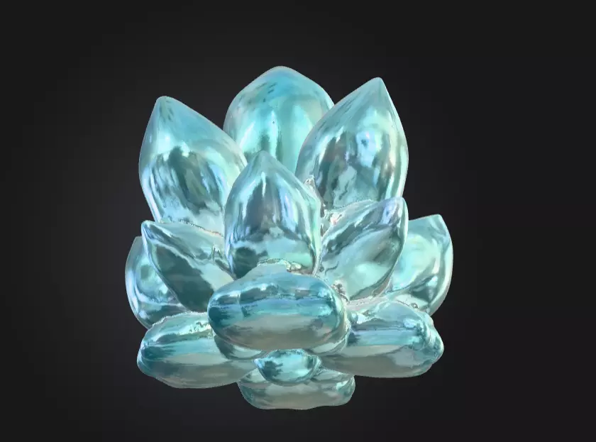Aqua Lotus Crystal Low-poly 3D model_8
