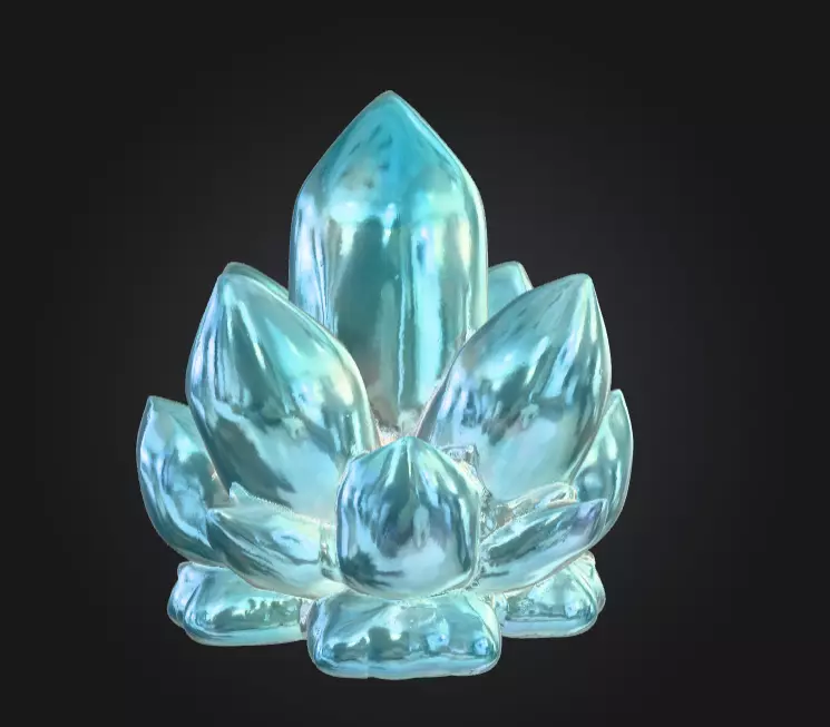 Aqua Lotus Crystal Low-poly 3D model_4