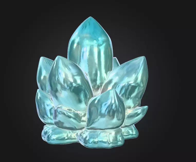 Aqua Lotus Crystal Low-poly 3D model_3